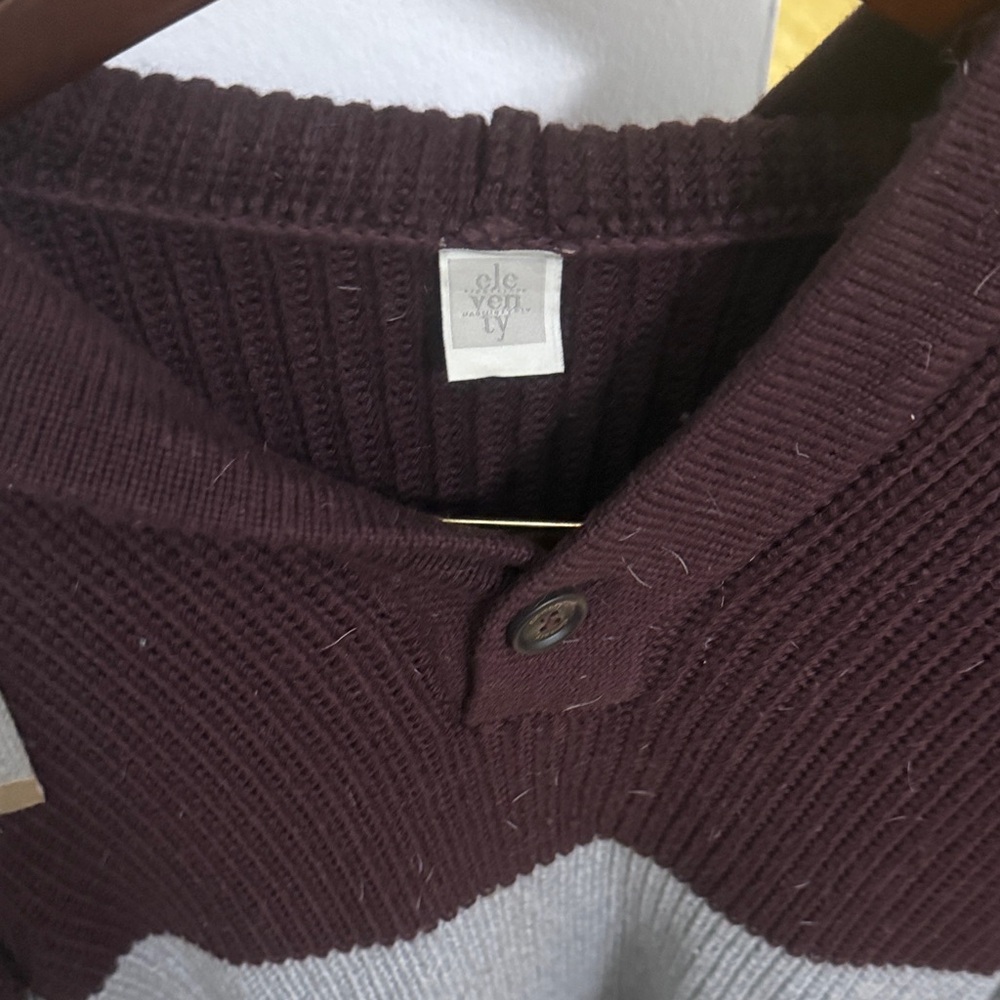 Eleventy hooded small wool Burgundy and Gray Sweater